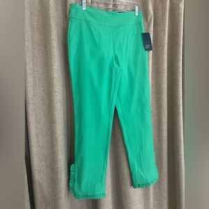 Crown & Ivy Green Ruffle Hem Pants- Size 10